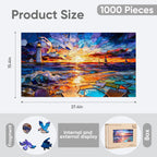 1000Pcs Wooden Jigsaw Puzzle Sunset Lighthouse Decor 17x23.2in