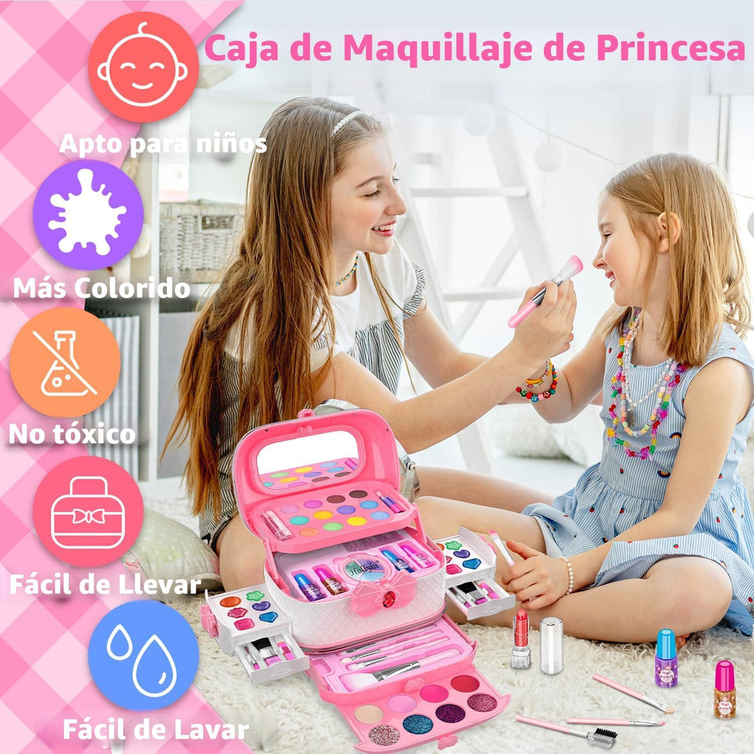 Hollyhi Kit de Maquillaje de 58 Piezas para Niñas, Juguetes de Prin...