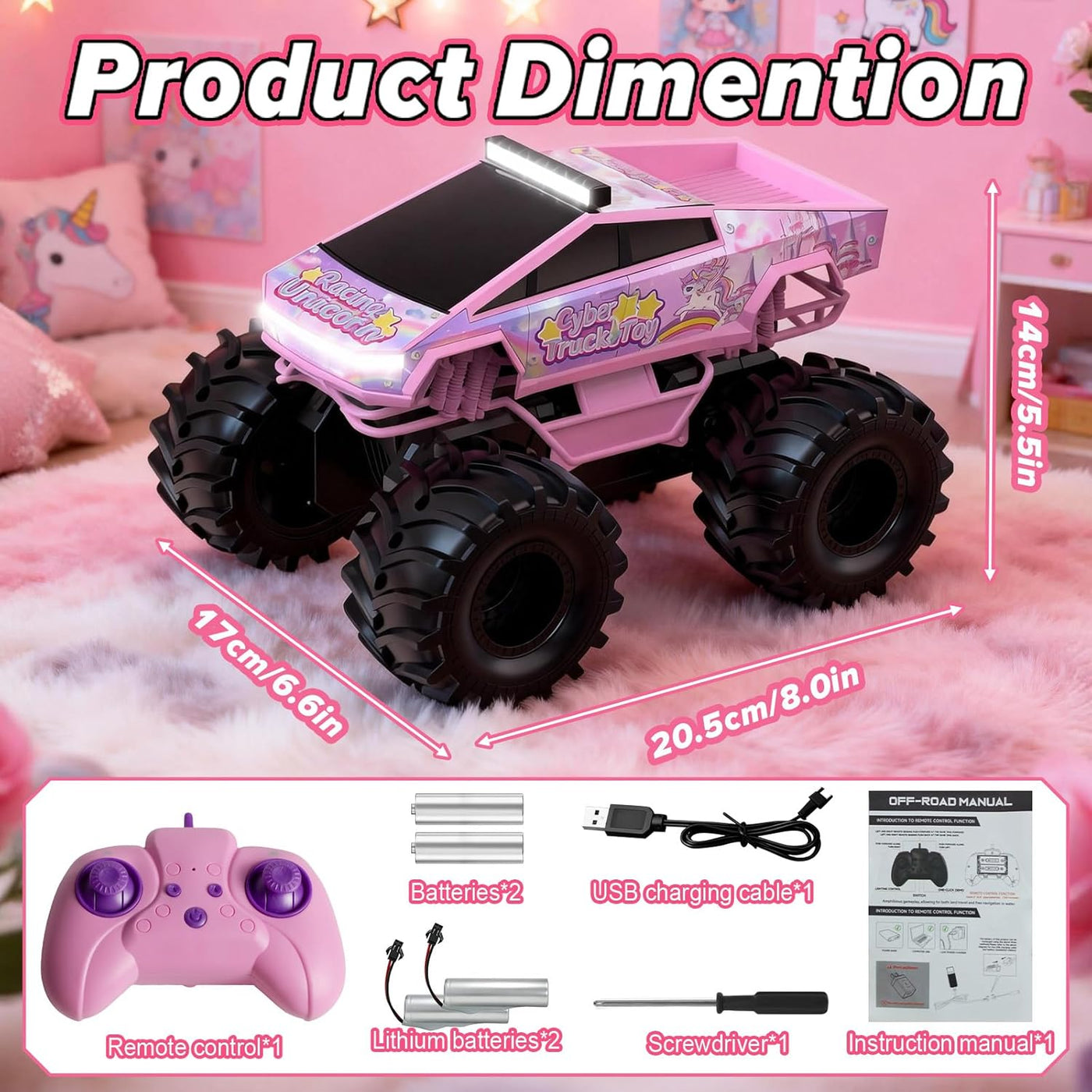 Cokzer Unicorn Cyber Truck Auto a control remoto, auto de control r...