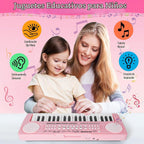 Teclado de piano de juguete para niños, 37 teclas, pianos musicales, juguetes con micrófono