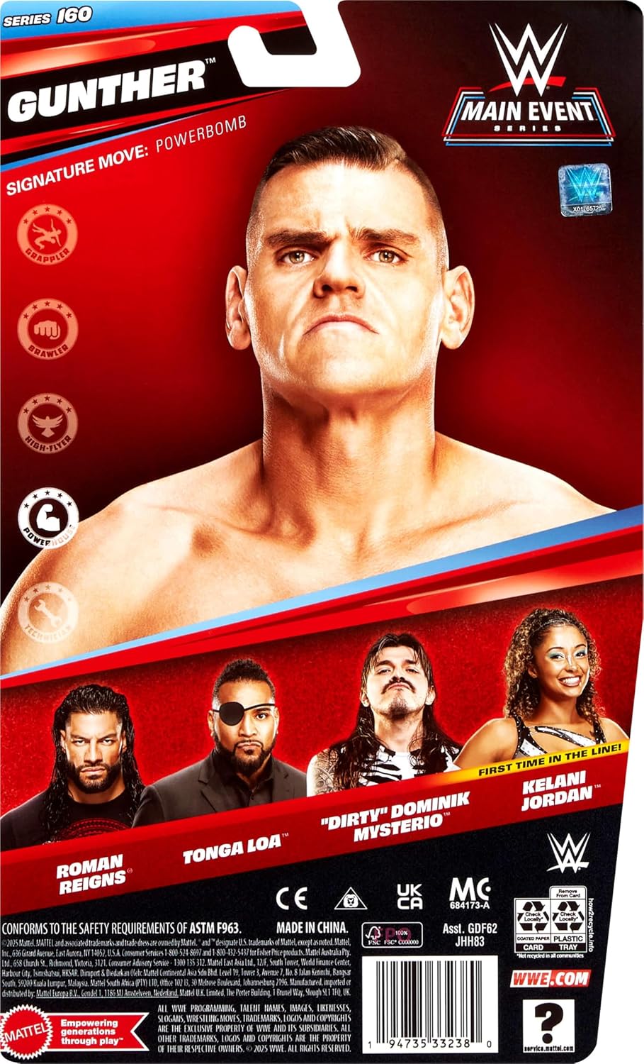 Mattel WWE Gunther Figura de acción, Main Event Series #160, Supere...