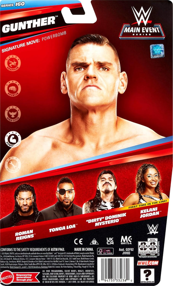 Mattel WWE Gunther Figura de acción, Main Event Series #160, Supere...