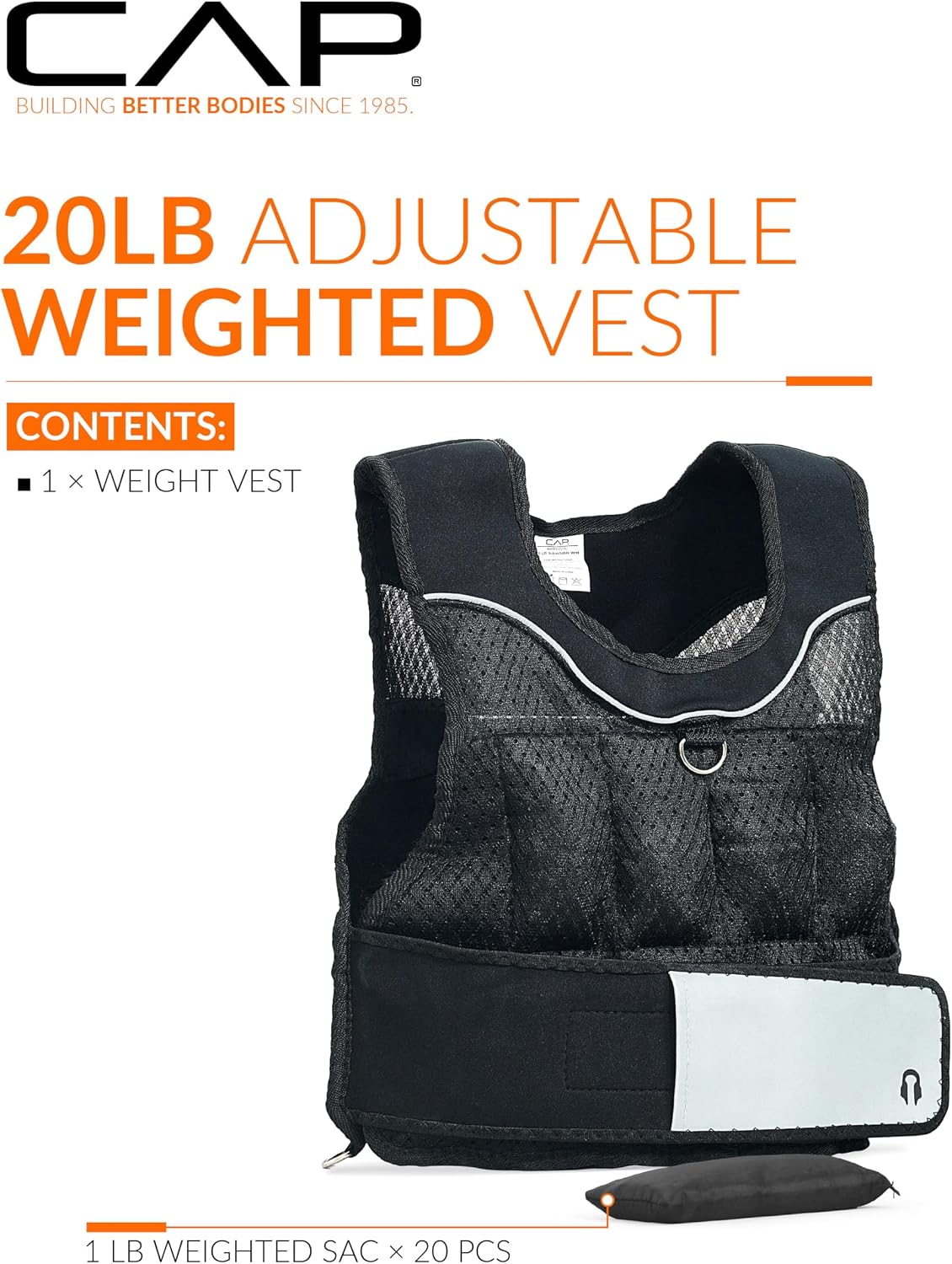 CAP - Chaleco con peso ajustable de 20 a 150 libras para entrenamiento de fuerza, correr y entrenamientos, chaleco de peso para hombres y mujeres, chaleco de entrenamiento de fitness