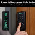 Wyze Auto-Lock Bolt v2, Control de Acceso sin Llave con Huella dactilar, Cerradura Inteligente con Escáner de Aprendizaje AI y Wi-Fi para Puerta Principal, Cerradura de Pestillo con Cierre Automático, Batería de 8 Meses, BHMA2, IP53, Teclado Anti‑Mirada