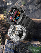 Reloj inteligente con auriculares para hombres, relojes inteligentes para teléfonos Android, llamadas Bluetooth puede responder y hacer llamadas, fitness resistente a los militares, rastreador de fitness deportivo con paso, frecuencia cardíaca