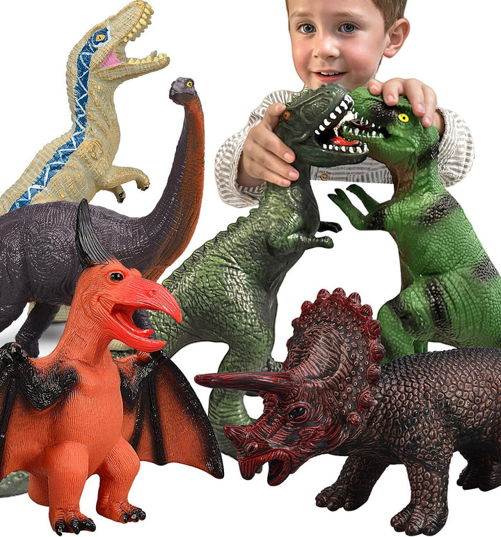 6 juguetes de dinosaurio jumbo para niños de 3 a 5 años y