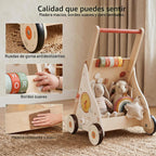 Centro de actividades de madera para caminar para bebés con música y juego