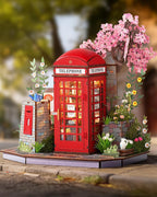 Rolife Rompecabezas de madera 3D estilo vintage, kit de modelo de cabina de teléfono de estilo británico, estantería de bricolaje para adultos, kit de construcción de modelos, manualidades divertidas