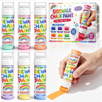 Juego de 6 pinturas de tiza en polvo lavables para acera, mezcla de tiza en polvo lavable en agua con rodillos de espuma, kit de juguete de graffiti para arte al aire libre para niños, entrada