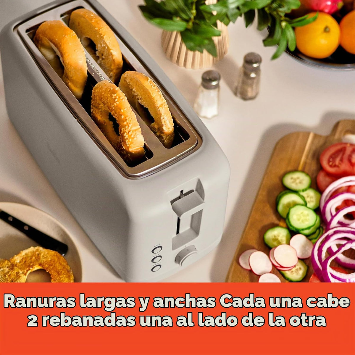 bella - Tostadora delgada de 4 rebanadas, utensilios de cocina Fits-where™, control de sombra de 6 ajustes con botones de recalentamiento y cancelación, se adapta a masa madre