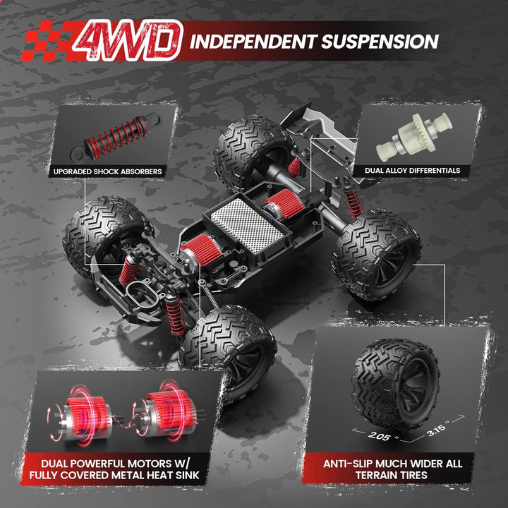 DEERC 9500E - Auto RC todo terreno a escala 1:16, 4x4, de alta velo...