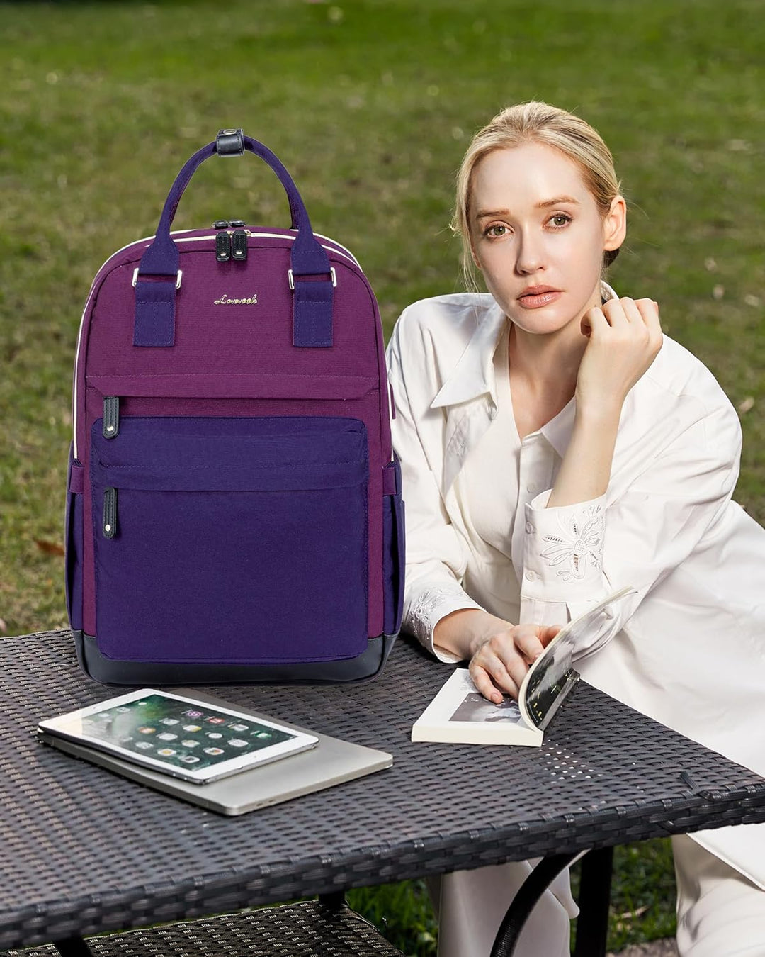 LOVEVOOK - Mochila para laptop de viaje para mujer, bolsa antirrobo...