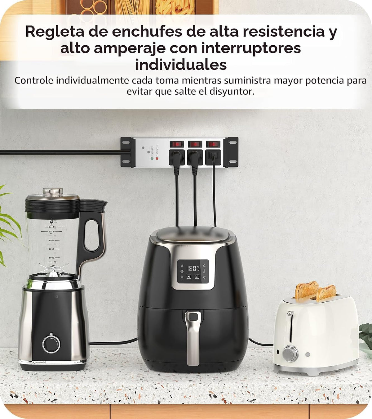 CCCEI Protector de sobretensiones resistente de 3 tomas, calibre 12