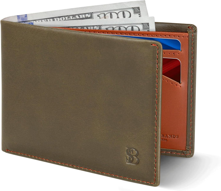 SERMAN BRANDS Mens Slim Bifold Wallet RFID Blocking Minimalist Fron...