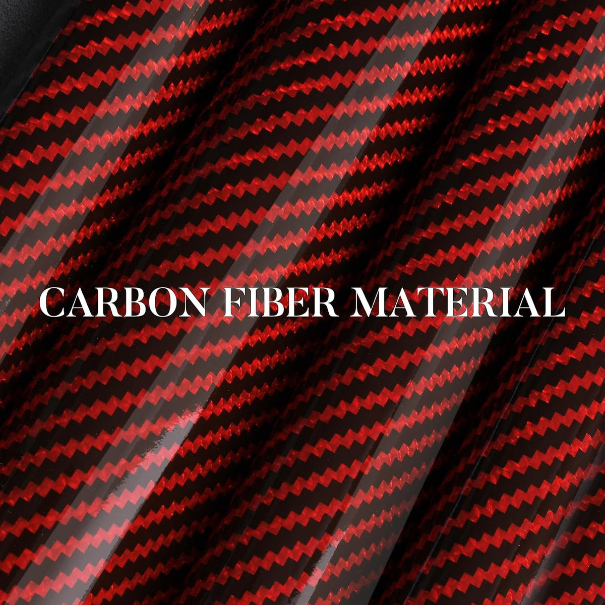 Funda de volante de fibra de carbono, juego de accesorios para volante de coche con ajuste de 3 piezas, protector antideslizante con agarre envolvente, universal, rojo brillante