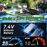 DEERC Barco RC de Alta Velocidad con Luces LED, 18.6 MPH Barco de C...