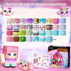 Bloques magnéticos GobiDex de 100 piezas para niños, bloques de construcción de castillo de princesa rosa