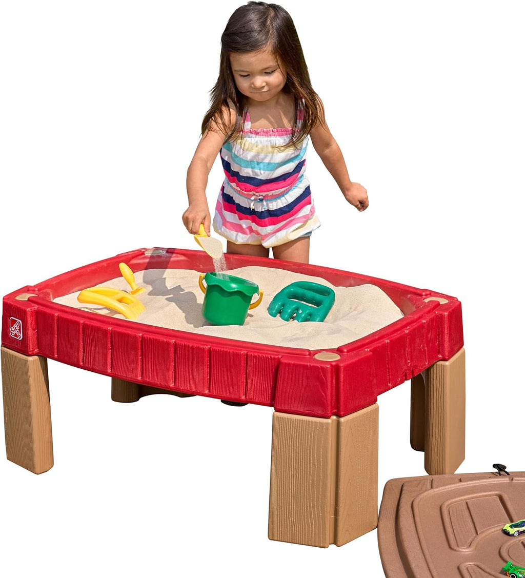 Step2 Mesa de Arena Naturally Playful, Mesa Sensorial de Actividades de Arena para Niños, Kit de Accesorios de 5 Piezas, Juguetes de Verano al Aire Libre para Niños Pequeños, 2+ Años