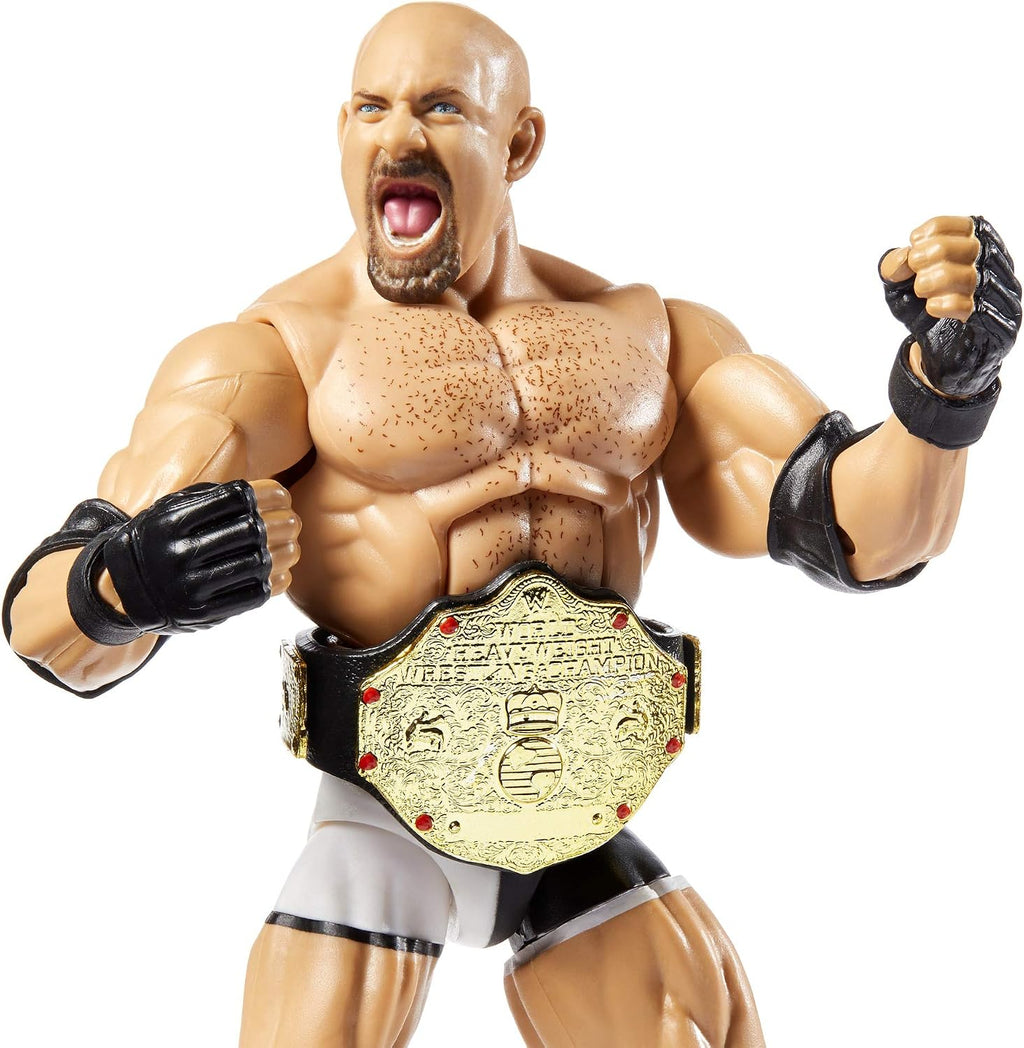 Figura de acción de lujo WWE Goldberg Elite Series #74 con detalles faciales realistas, equipamiento de lucha icónico y accesorios