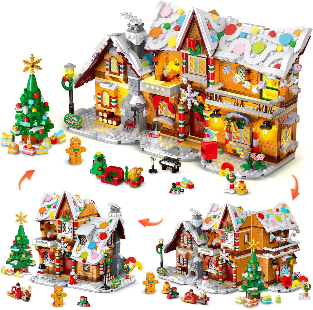 Juego de construcción de casa de jengibre de Navidad de 3
