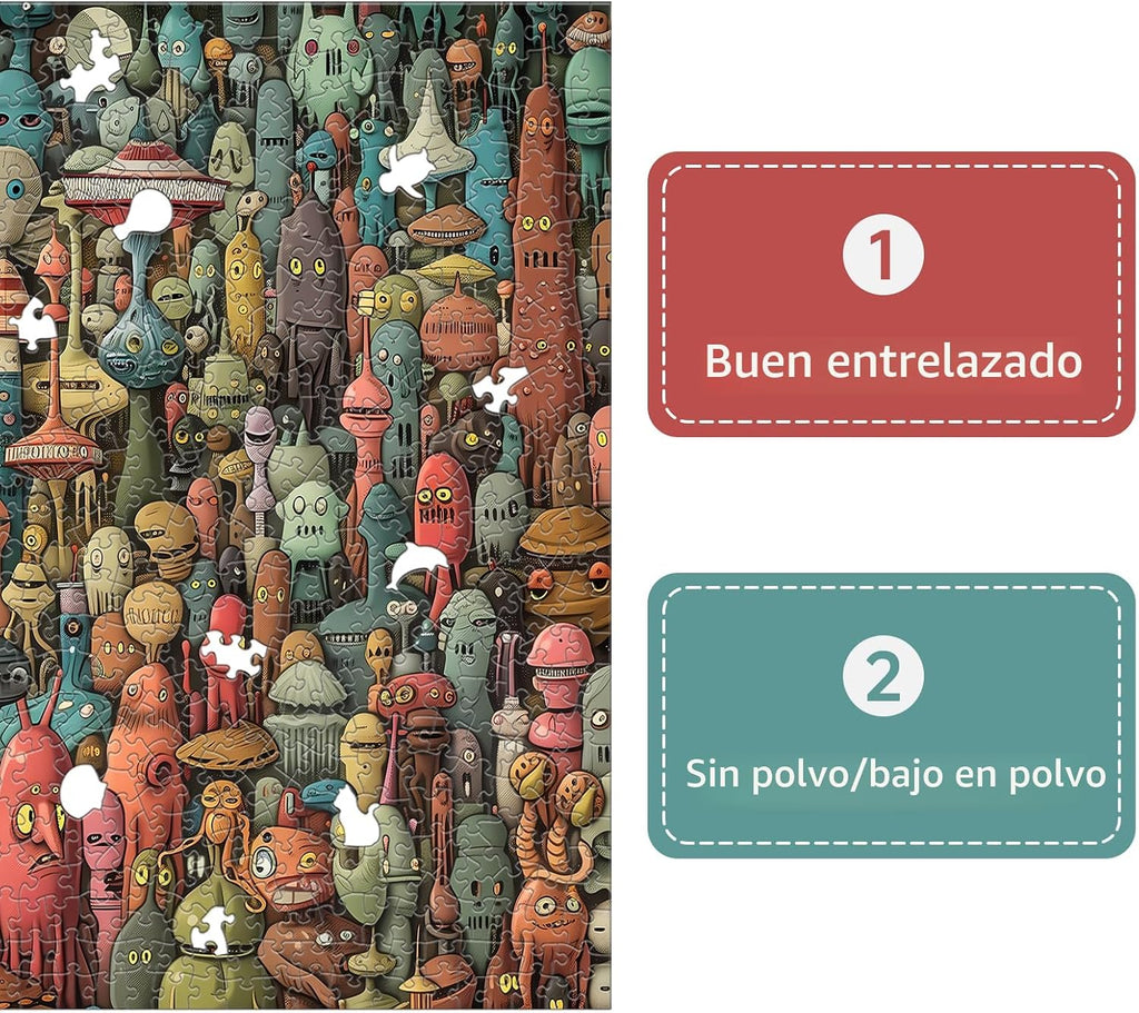 Rompecabezas de Monstruo Denso para Adultos de 1000 Piezas, Rompecabezas con Forma Desafiante para el Cerebro para Noche de Juegos, Familia, Amigos, el Tamaño del Rompecabezas es de 26.6 x