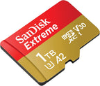 SanDisk Tarjeta UHS I Extreme microSD de 1 TB para video 4K 190MB, 1TB, SanDisk Extreme Micro