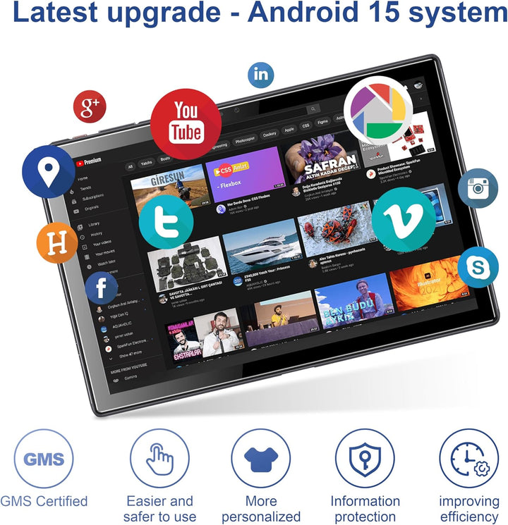 BYYBUO Tablet Android 14, tablet de 10.1 pulgadas con estuche, 6GB...