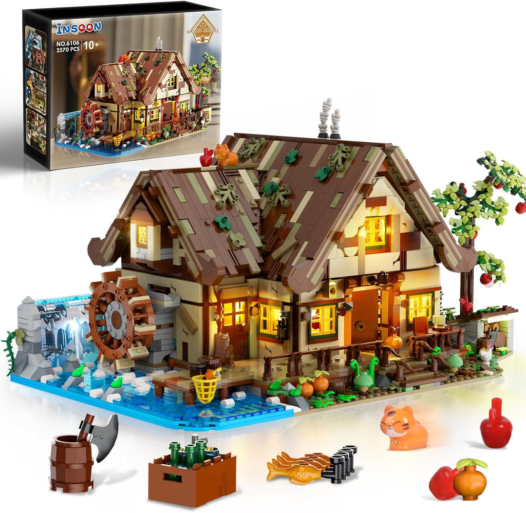 Juego de construcción de cabaña de madera con luz 2570