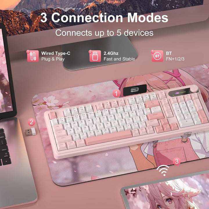 MageGee GK960 Teclado Inalámbrico, 98 Teclas Tri-Modo BT\/2.4G\/Tec...