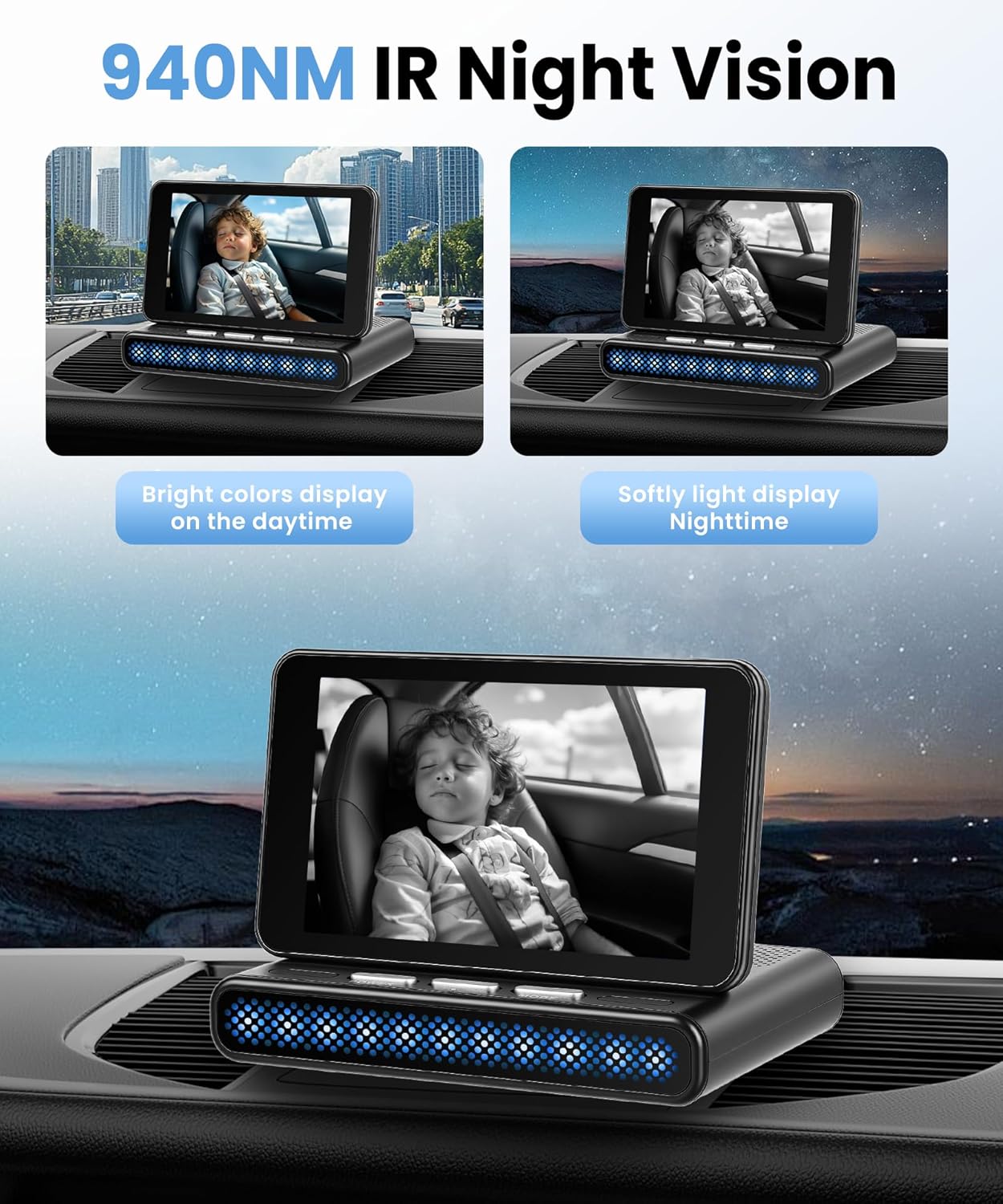 Orderich Cámara de coche para asiento trasero, pantalla IPS de 3.97...