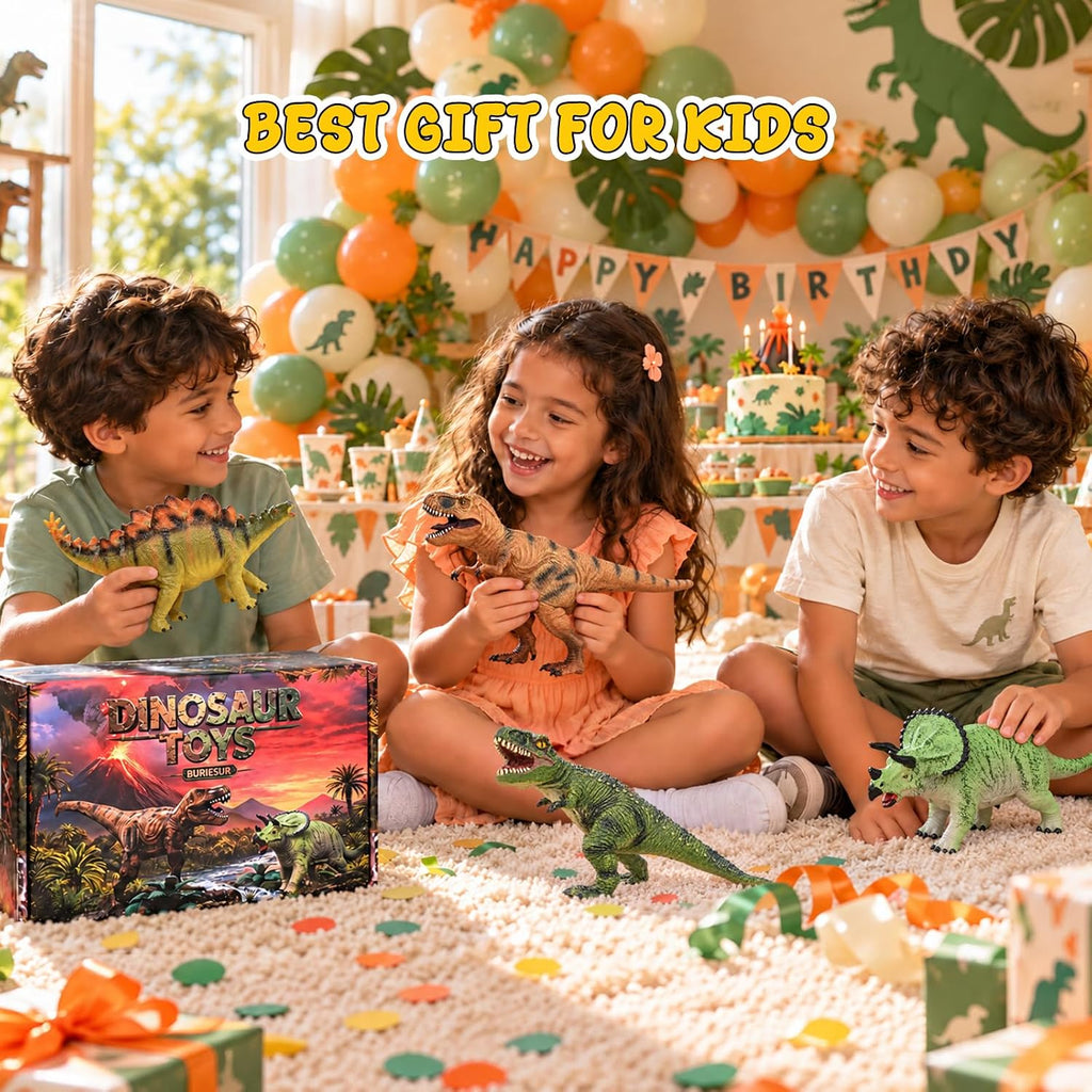 Juguetes de dinosaurio grandes para niños de 3 a 5 años, 4 piezas de 10 pulgadas, juguete realista de dinosaurio suave para los amantes de los dinosaurios, figuras de dinosaurio grandes de