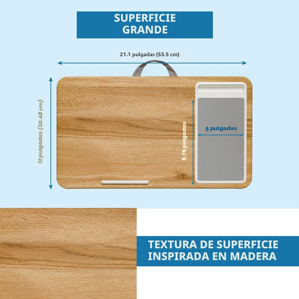LAPGEAR Home Office Lap Desk – Oak Woodgrain, Fits 15.6” Laptops