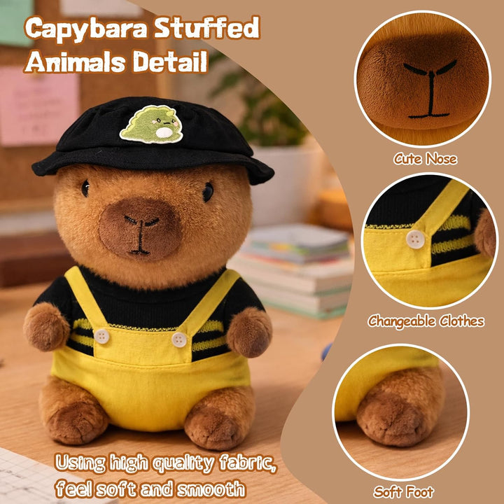 TITQWOP Capybara - Peluche de Capybara con 9 prendas y accesorios,...