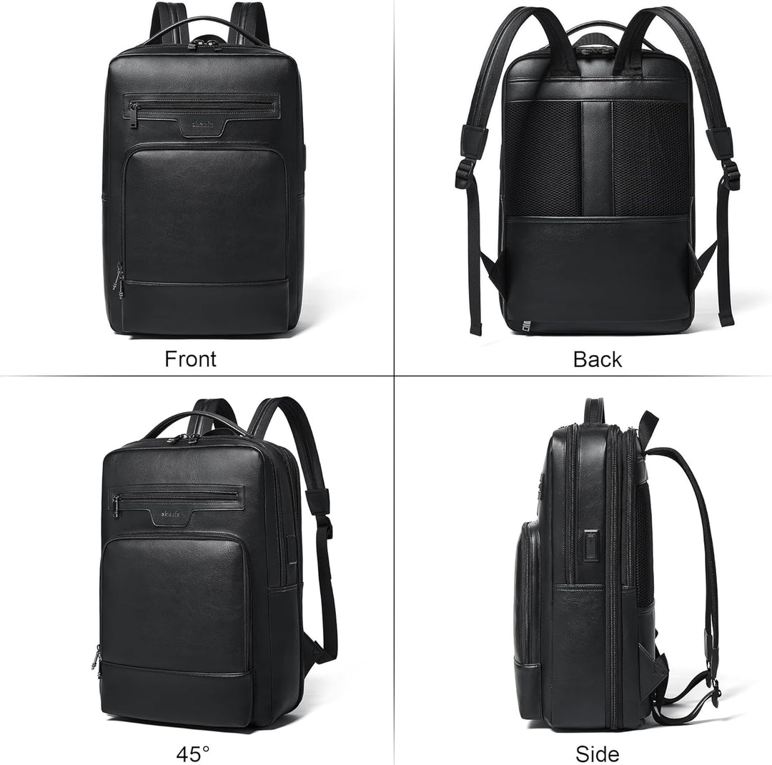 Mochila de cuero Shrrie para laptop para mujeres y hombres, mochila...