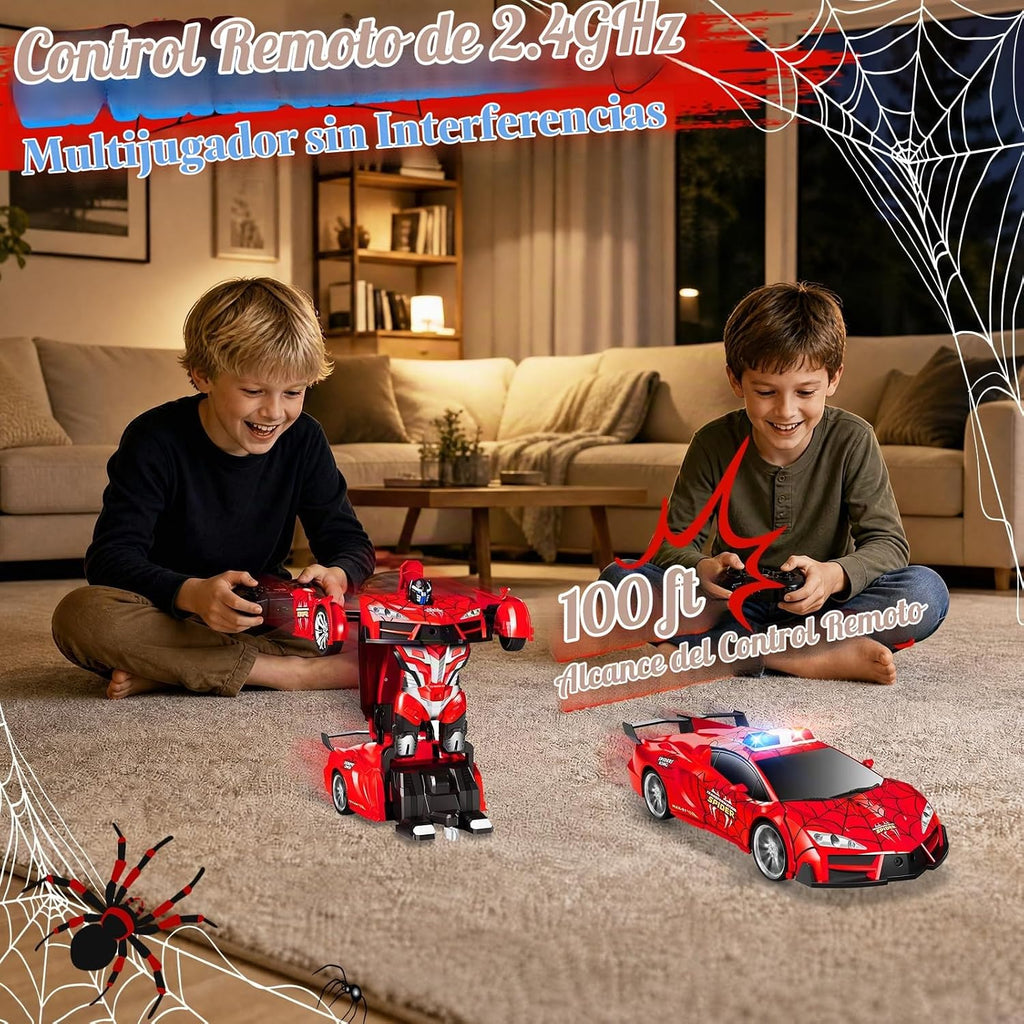 Coche teledirigido de araña con luz de policía, transformando coches RC