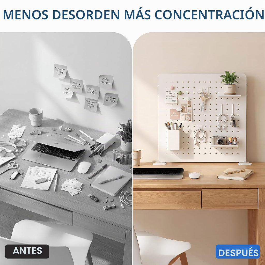 Organizador de Panel de Goteo de Metal Blanco, 15.75 pulg. con ganchos y estantes