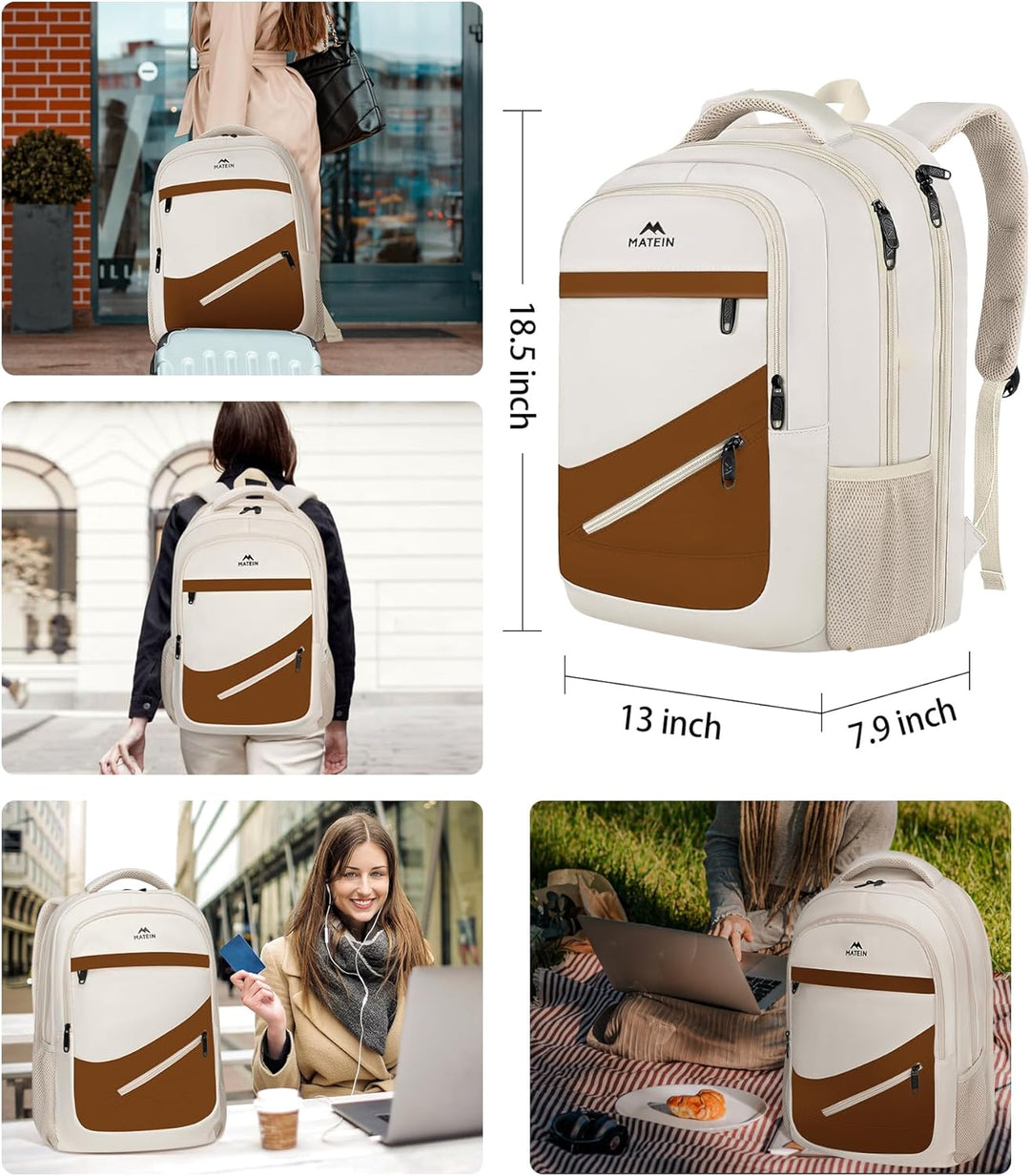 MATEIN Mochila para laptop de 17.3 pulgadas para mujer, resistente...