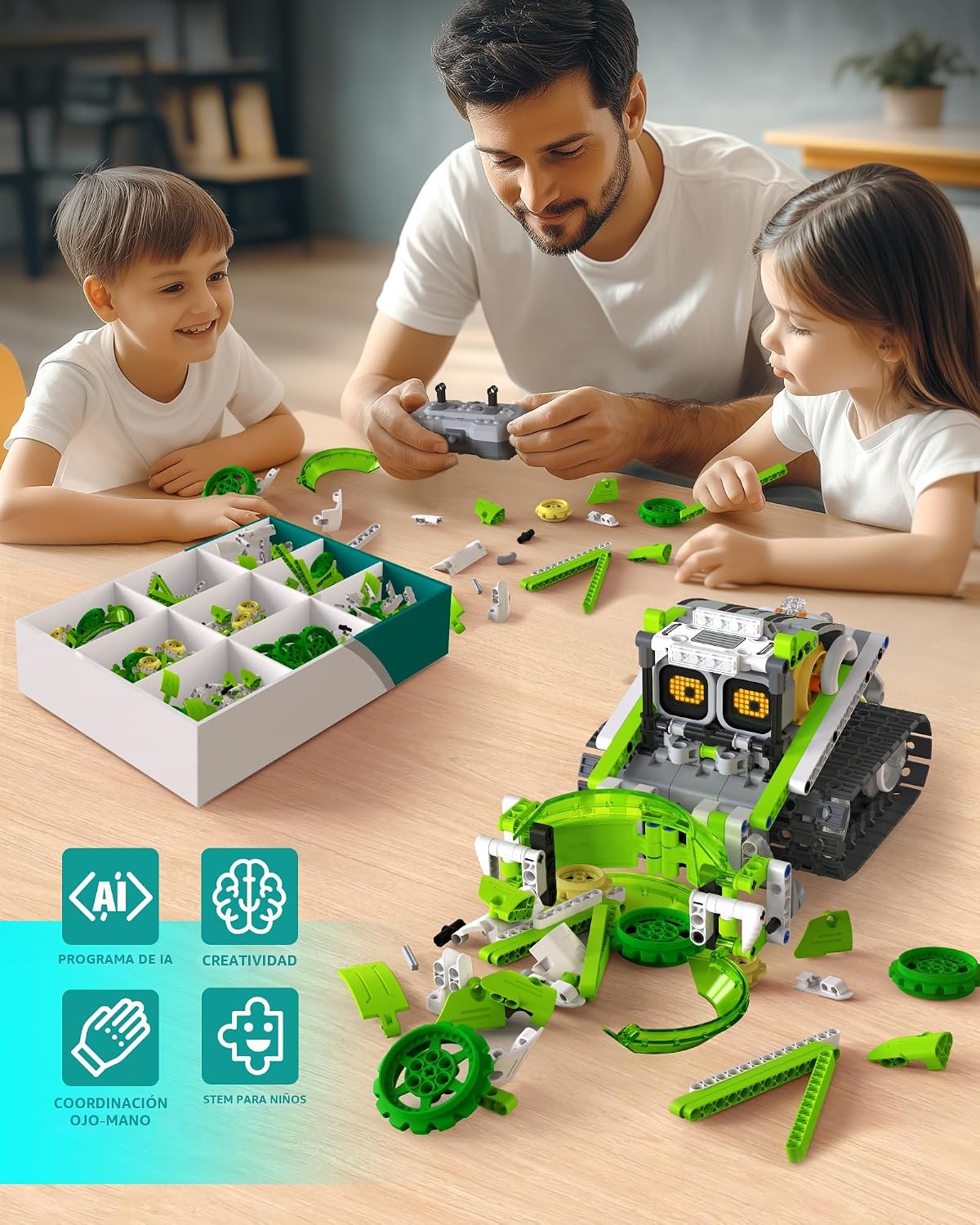 Opmind Kit de construcción de robot STEM RC 5 en 1, codificación de aplicaciones 478pcs, niños de 6 a 12 años