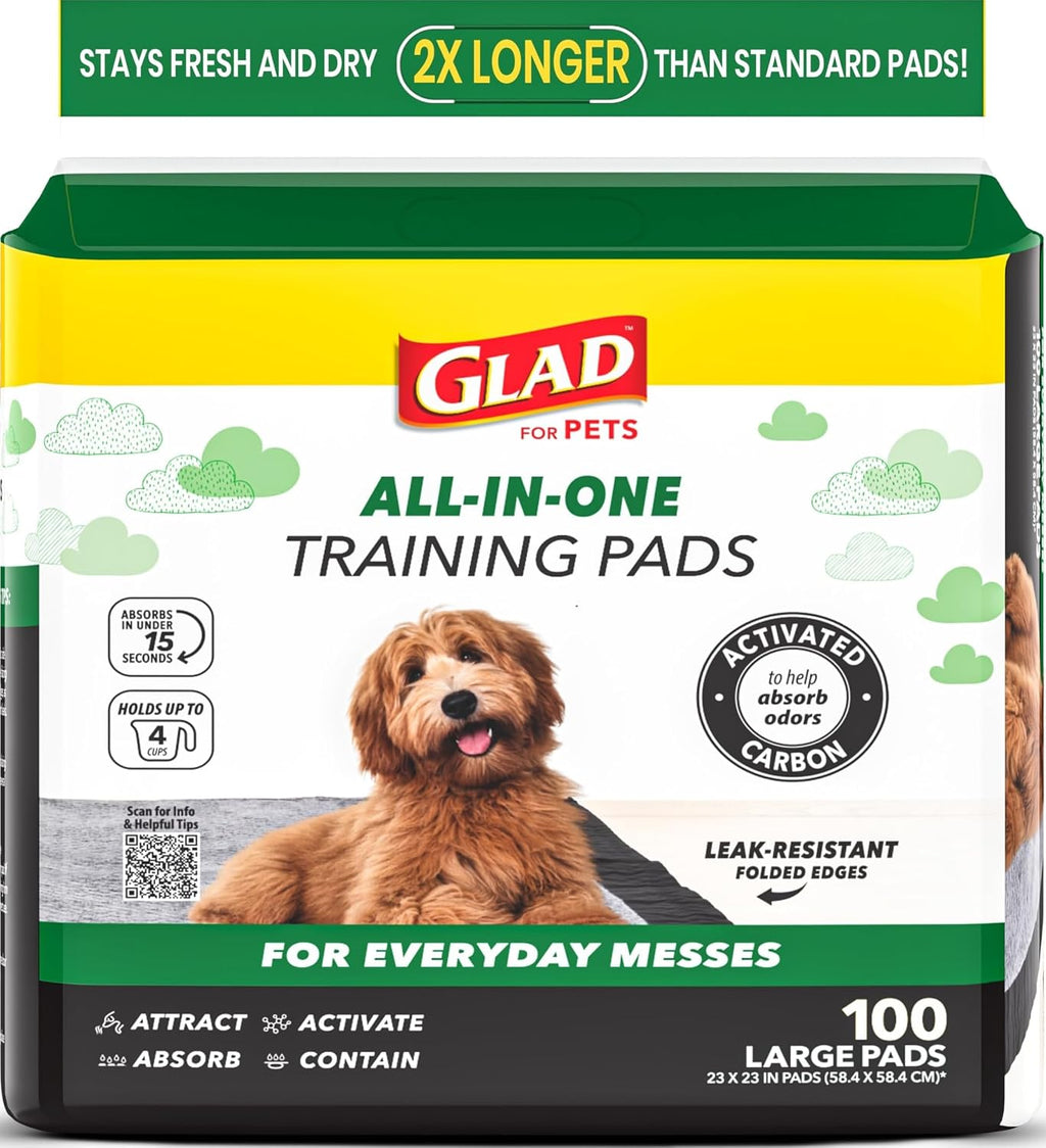 Glad para Pets Activated Carbon Disposable Dog Training Pads, 100 Count