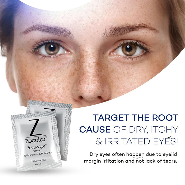 Zocular ZocuWipe Toallitas limpiadoras de párpados con complejo nat...