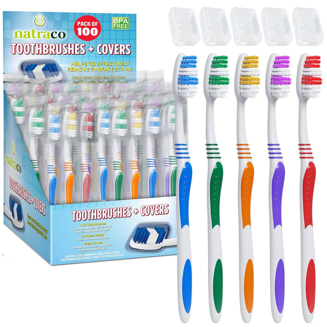 natraco Paquete de cepillos de dientes a granel con fundas | Cepill...