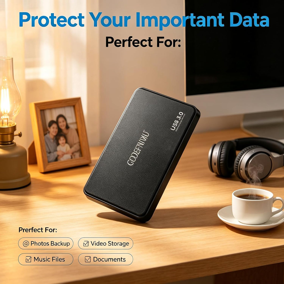 GODBPNYMU Disco duro externo portátil de 500 GB