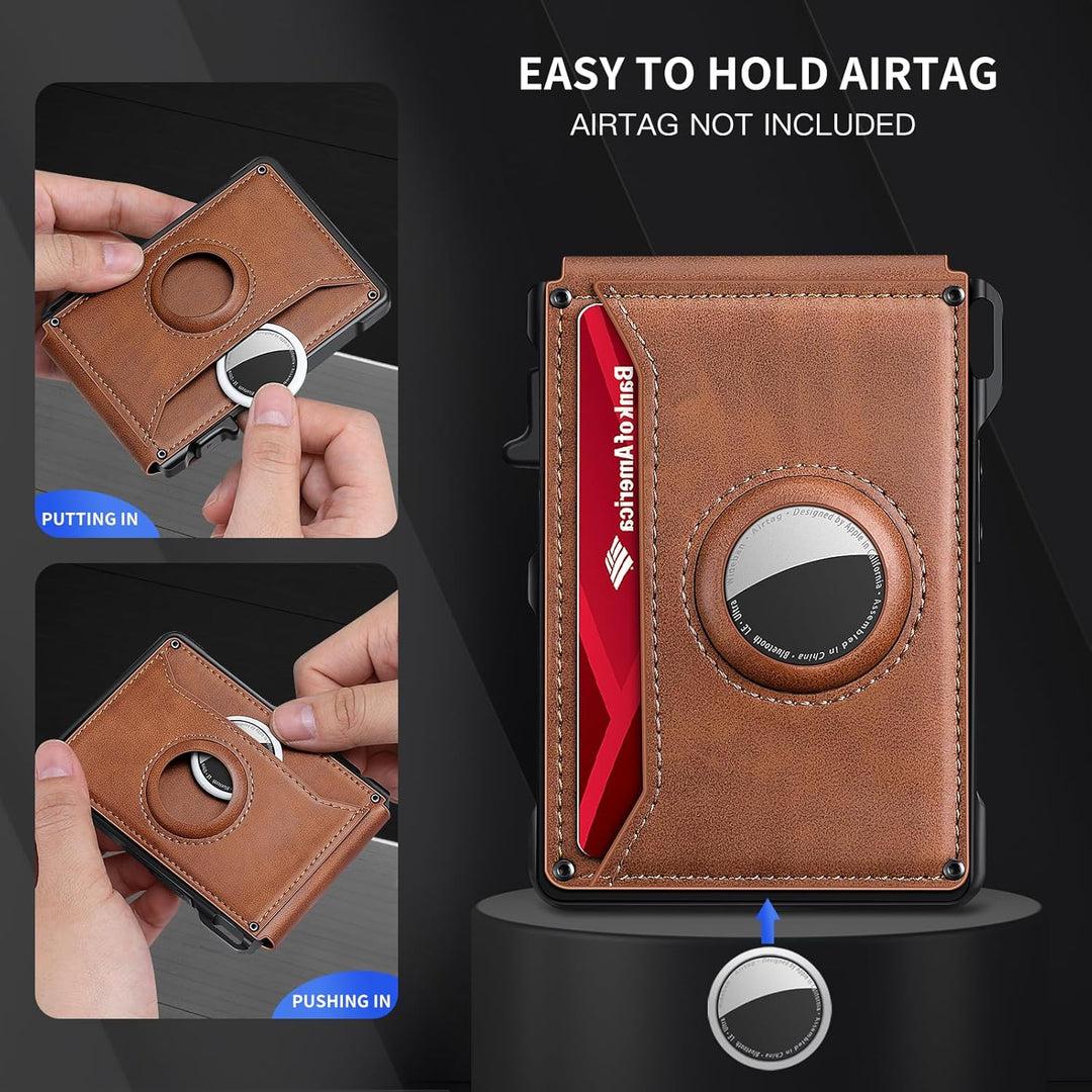 KIKVES Billetera para Airtag para hombre, tarjetero para AirTag con...
