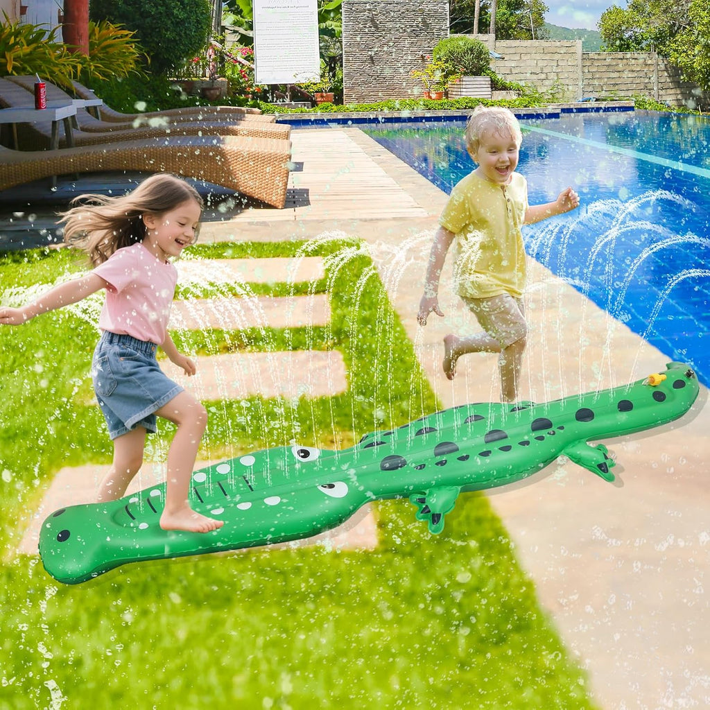 Aspersor de agua para niños, aspersor inflable de cocodrilo grande