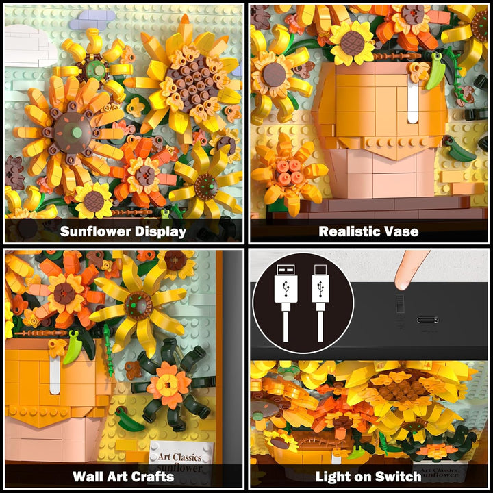 HOGOKIDS Juego de construcción de flores y girasoles con
