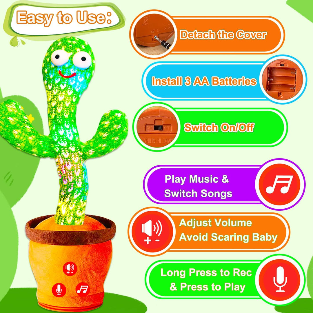 Juguete de cactus que habla bailando y bailando con