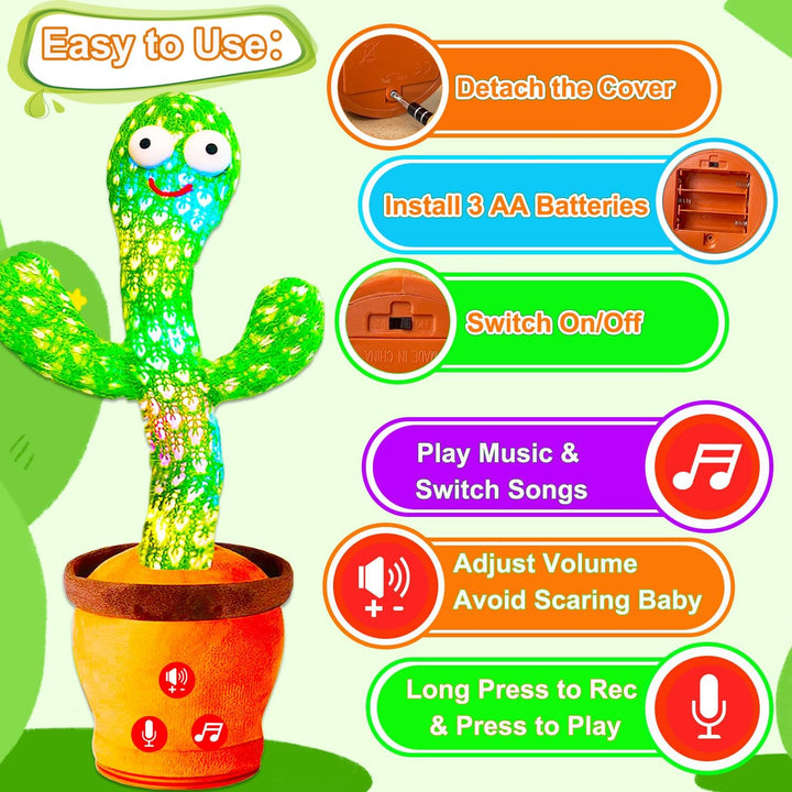 Juguete de cactus que habla bailando y bailando con