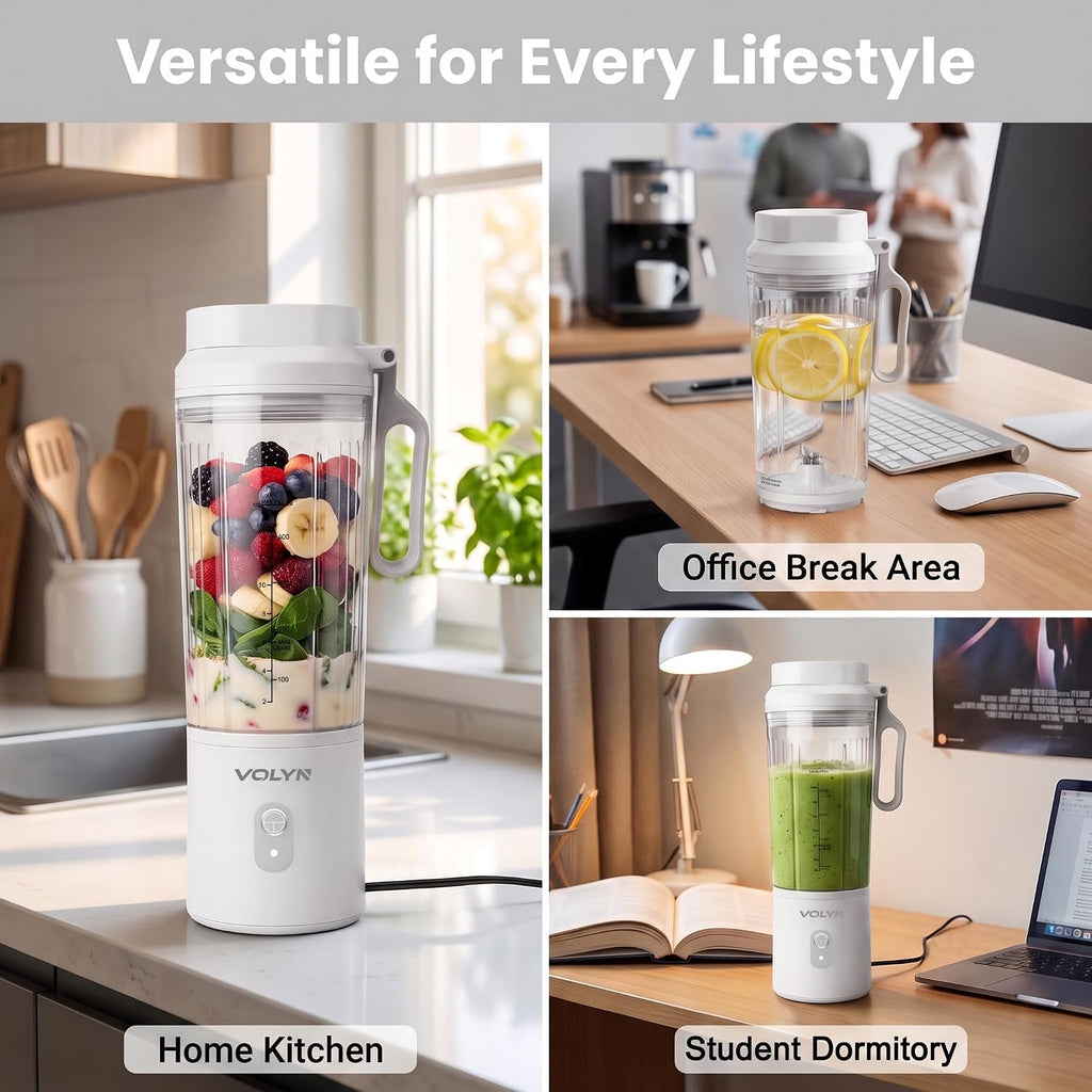 VOLYN Mini Licuadora Eléctrica Smoothie Maker con Pajilla y Cepillo de Limpieza
