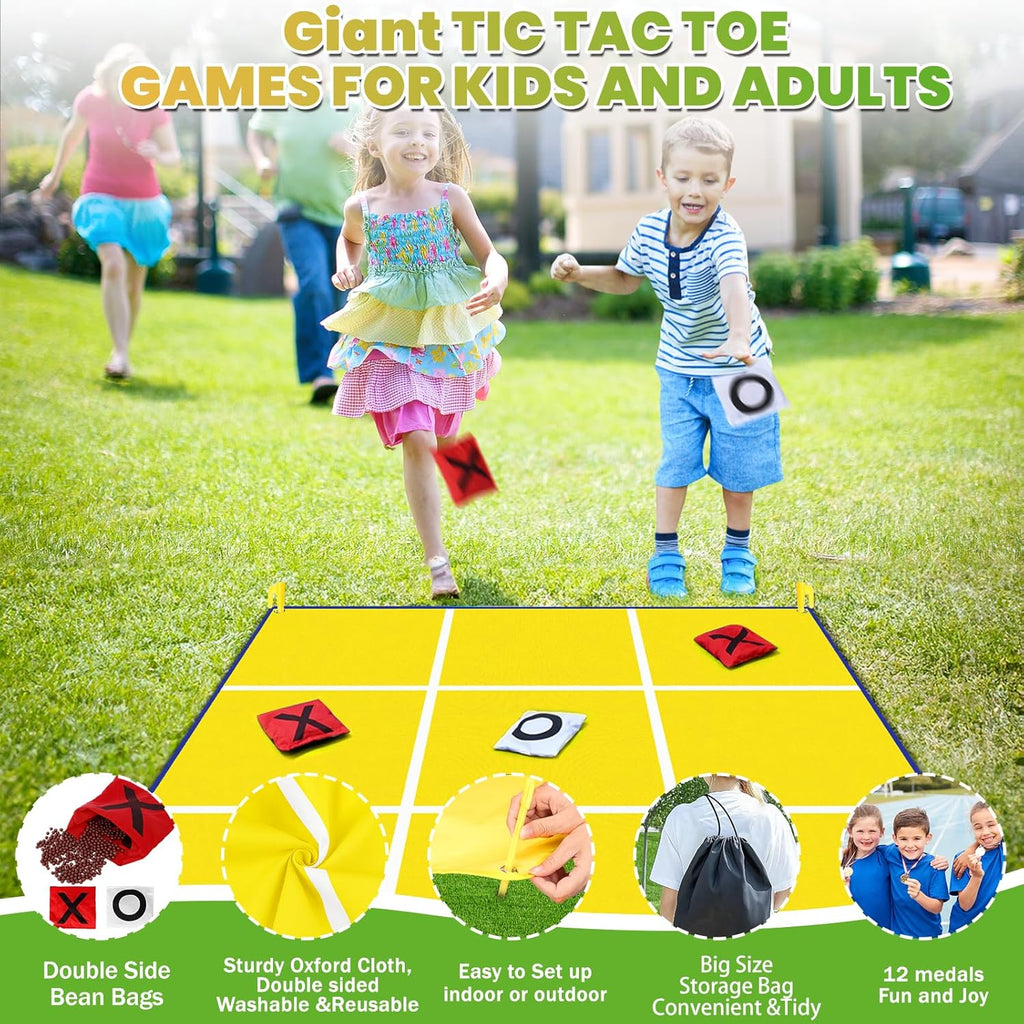 Juego gigante 2 en 1 para lanzar bolsas de frijoles de Pascua y grandes juegos al aire libre para niños adultos - 4.5 pies gigantes exteriores para césped, campamento, campo, día de juegos para niños,