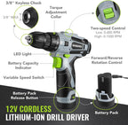 WORKPRO Juego de taladro rosa inalámbrico de 12 V para mujeres, kit de